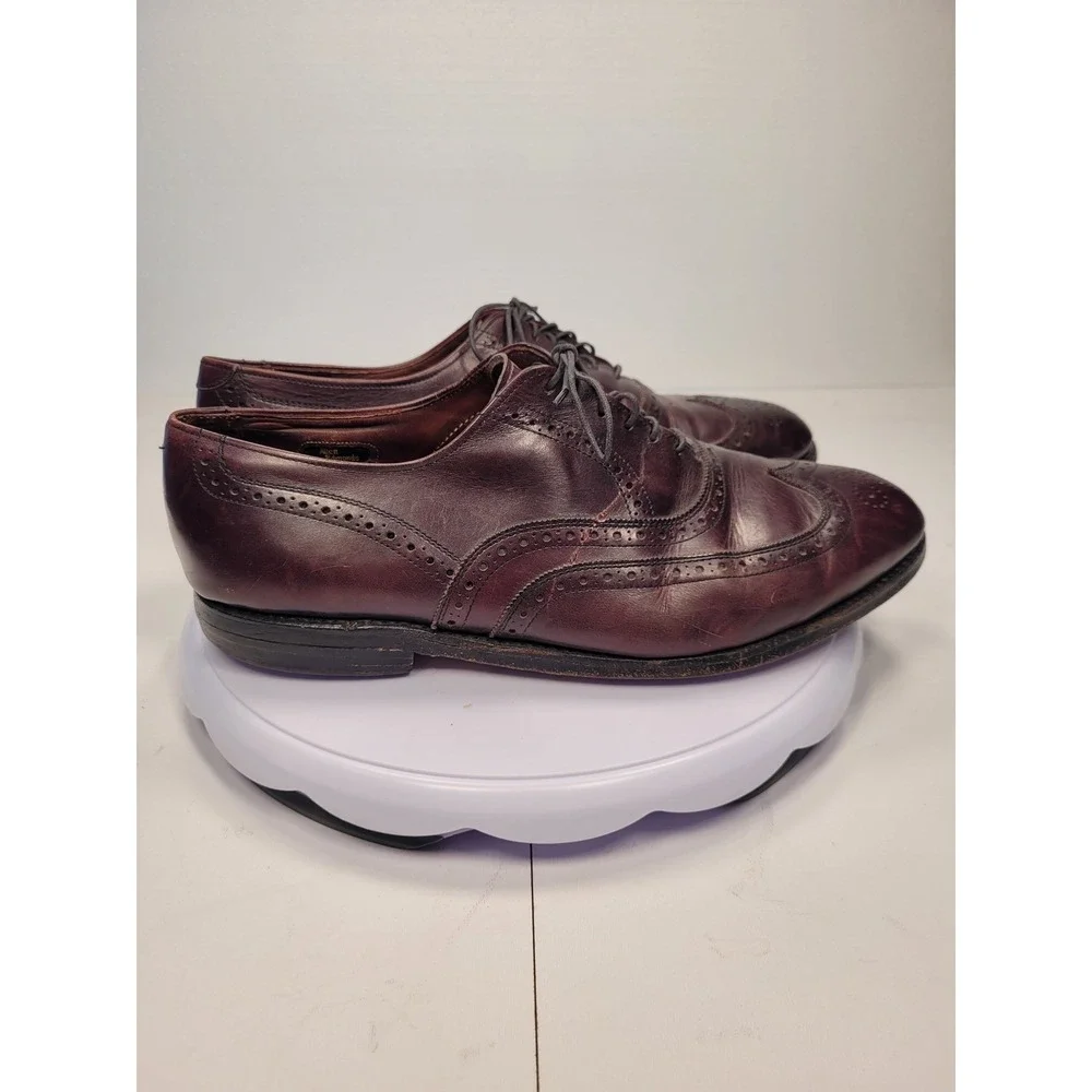Allen Edmonds McAllister Mens Burgundy Leather Wingtip Oxford Dress Shoes 10.5 B